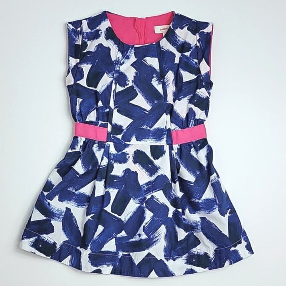 Catimini Girl's Sleeveless Navy Pink Abstract Print A-line Dress Child Toddler 3
